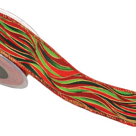 Ribbon 9mt, 43mm Wavy Christmas Colours * ETA Nov